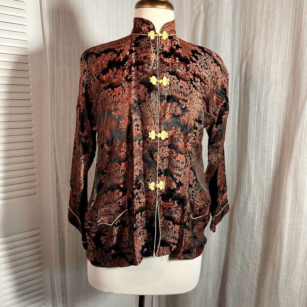 Peony Brand Blouse Size M Vintage 80's Mob Wife Energy Silk Aesthetic Top